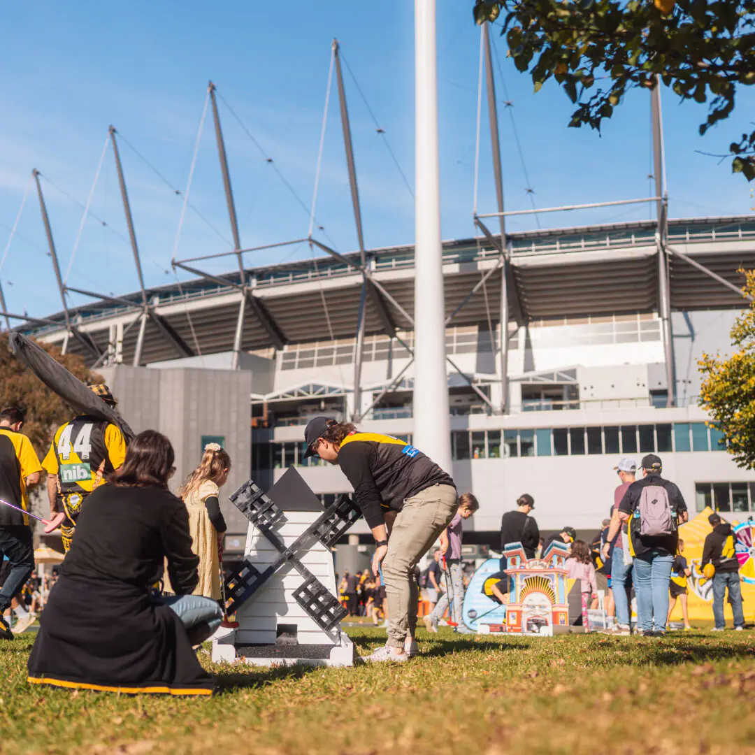 Proactivity's custom-branded mini golf set up outside the MCG for Richmond Tigers event